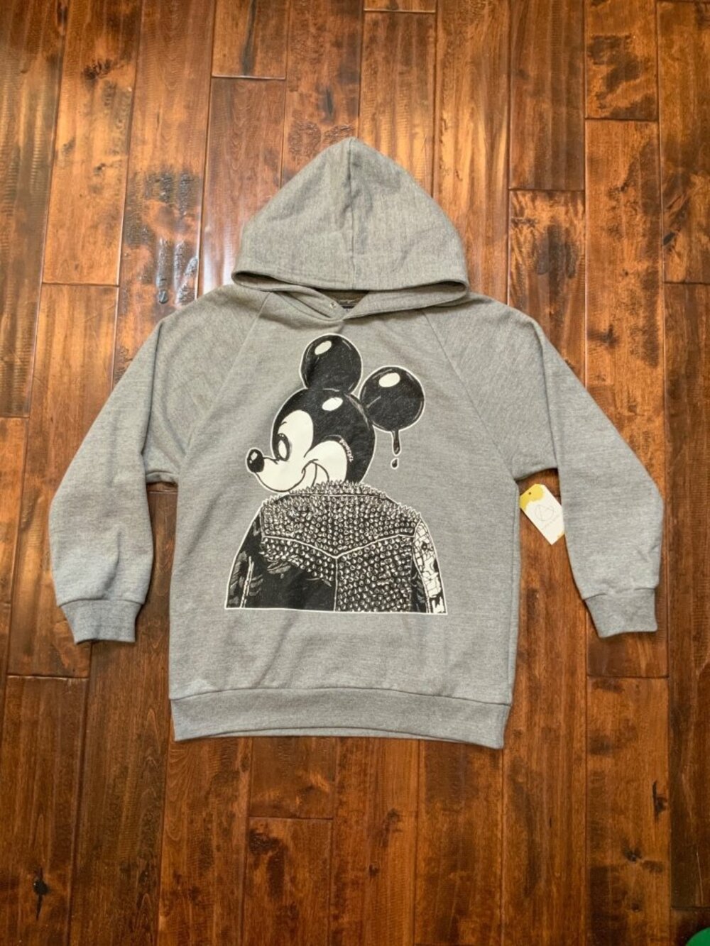 Domrebel Montreal Gray Biker Mickey Mouse Hoodie Sweatshirt, Size L